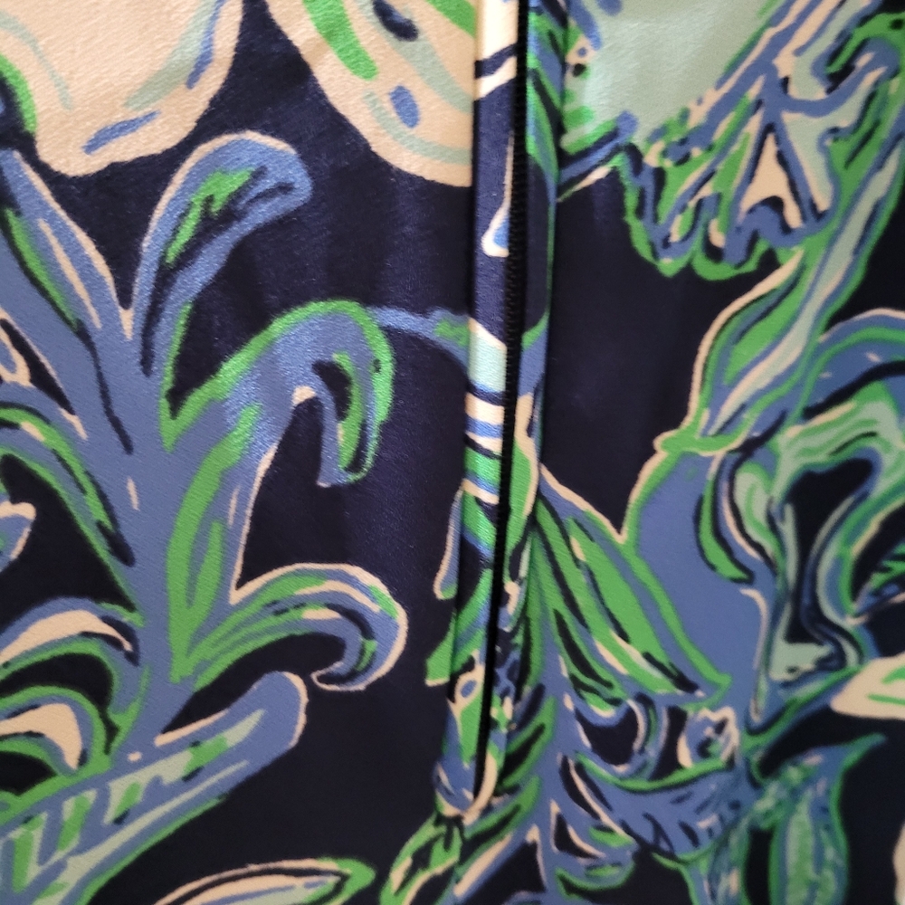 Lilly Pulitzer Blue Green Nila Jumpsuit with striped  fabric tie belt wide leg - Picture 11 of 16